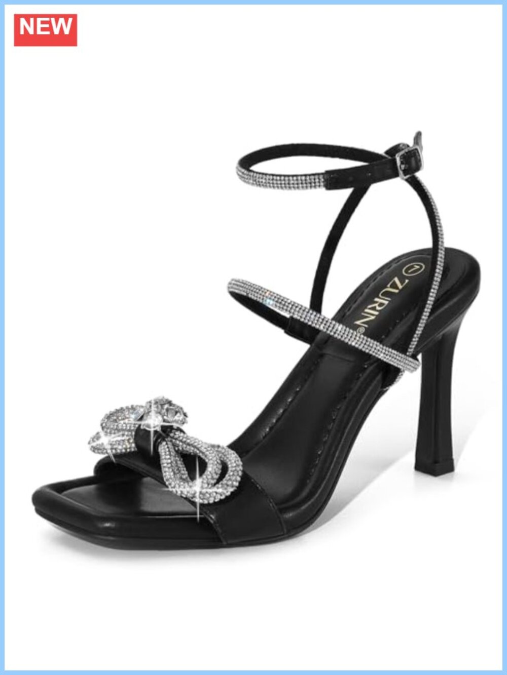 Rhinestone Bow Heels Women Stiletto Heeled Sandals Sparkly Prom Party Shoes